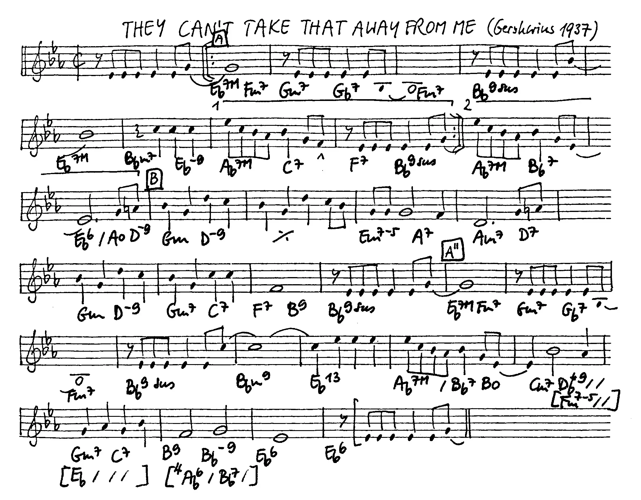 they can't take that away free jazz leadsheet - Courtesy of the Jungle Jazz Band